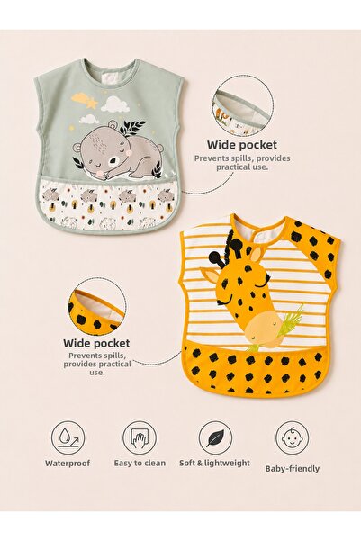 Bebechi 2-Piece Short-Sleeved Wearable Giraffe-Cute Bear Pattern Liquid-Proof...