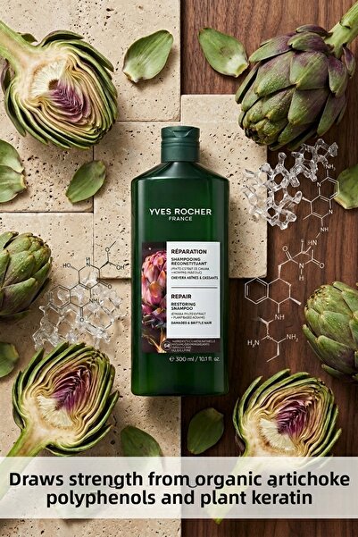 Yves Rocher Herbal Keratin Repair Prebiotic Shampoo for Damaged Hair 300 ml