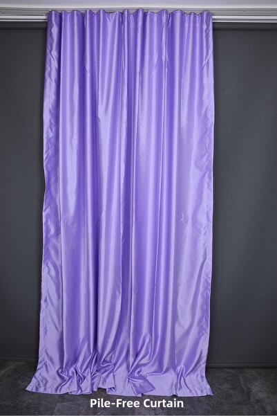 AKÇA TEKSTİL Saten Fonluk Pi̇lesi̇ze Lila Color Single Wing Background Curtai...