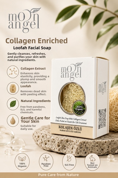 MOON ANGEL Pumpkin Fiber Soap with Collagen Extract for Plump and Smooth Skin...