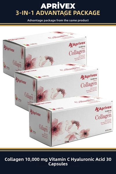 Aprivex Collagen 10000 Mg Vitamin C Hyaluronic Acid 30 Powder Sachets 3-Pack ...