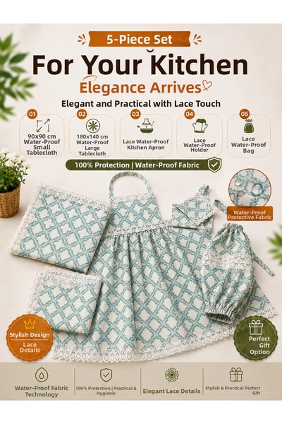 Ayşenur Çeyiz Duck Fabric Dowry Bag Waterproof Apron Tableware Set