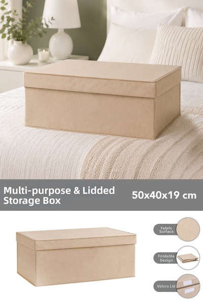 Meleni Home Organizer Baza Hurcu - Multi-Purpose Storage Box with Lid 50X40X1...