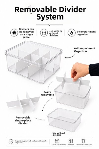 WOODCAP 6 Compartment Bag Herbal Tea Storage Box Organizer