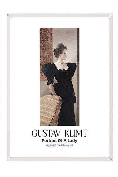 Postifull Gustav Klimt - Portretul unei doamne, Tablou înrămat alb, Seria de ...