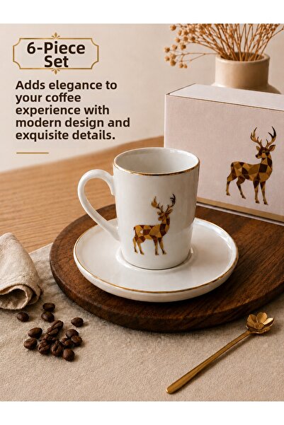 PİAURA Coffee Cup Set for 6 People, Coffee Cup Set