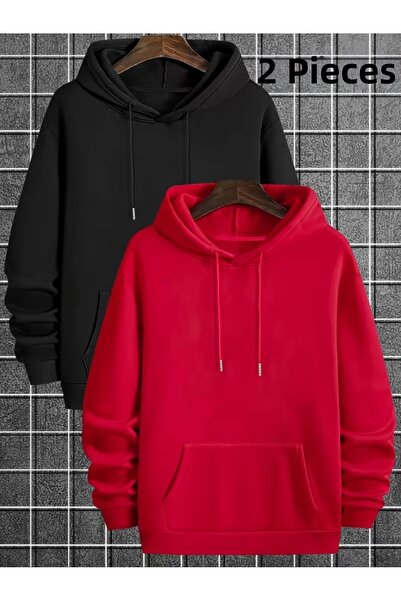 DAXİS Sportwear Company Pachet avantajos de 2 hanorace de bază cu glugă și bu...