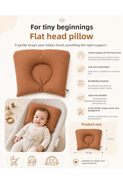 Dear Deer Love Baby Flat Head Pillow Newborn Head Support Cushion 33X23 cm