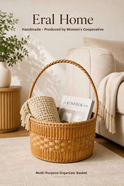 SS ERAL KOOP Handmade Trend Wicker Basket Multi-Purpose Organizer 15 X 25 X 3...
