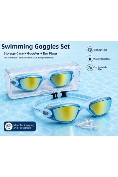 monthiron Swimming Goggles Standard Size Pool Goggles Marine Goggles Unisex Pool Goggles with Storage Box