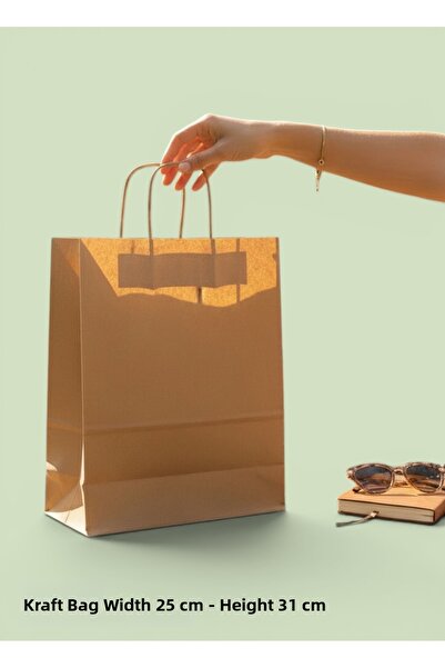 tugce shopping 25 Pieces Kraft Paper Bag with Twisted Handle Gift Bag 25X31X1...