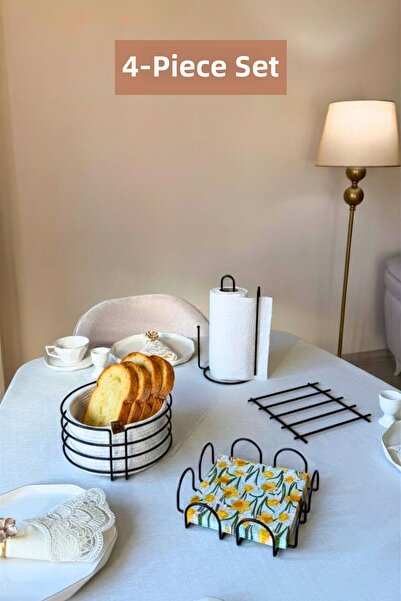 Edora Home Set of 4 Black Square Napkin Holders, Vertical Paper Towel Holders...