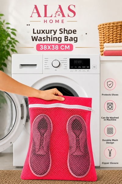 ALAS 1 Piece Neon Pink Zippered Shoe Washing Net