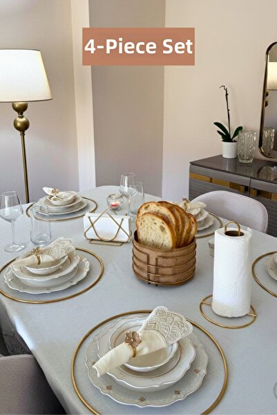 Edora Home Set of 4 Shiny Gold 6-Piece Triangle Napkin Holder Vertical Paper ...