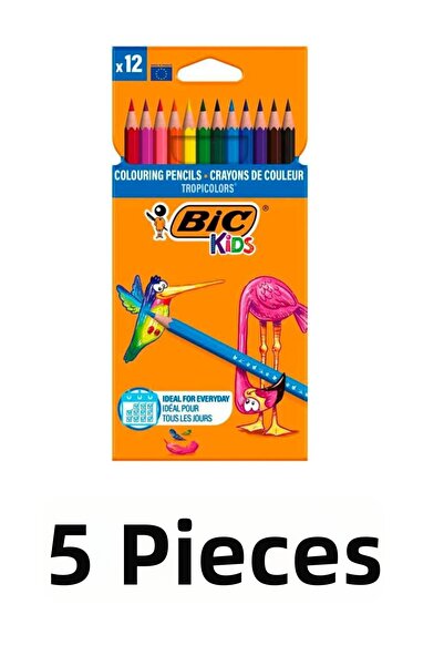 Bic 5 Pieces of Tropicolors Dry Crayons 12 Colors