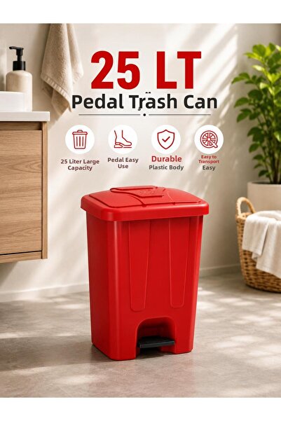 LOREMPBOX 25 Lt Pedal Trash Can Without Inner Bucket Red Color