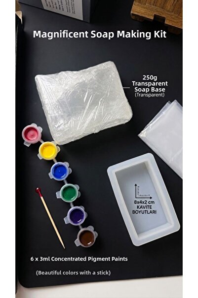 ElHobi Transparent Soap Making Set - 250 Gr Base, 6 X 3 ml Color Concentrated...