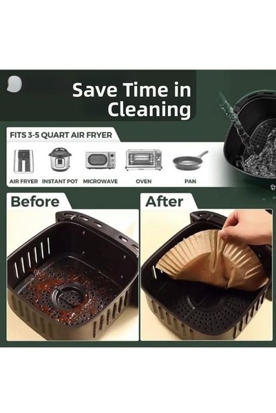 HİROS'H 50Pcs Airfryer Baking Paper - Oil Free Air Fryer/Airfryer Baking