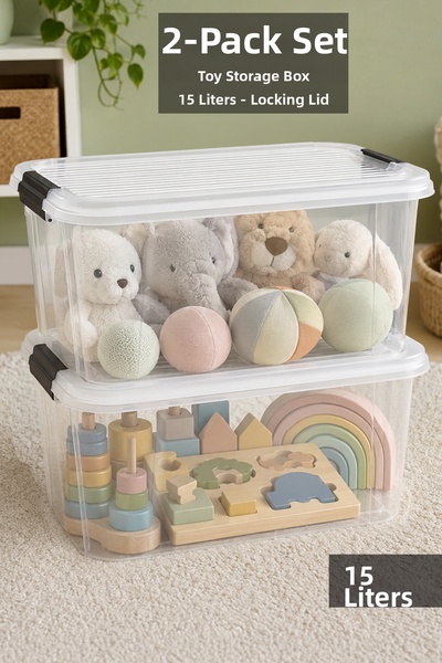 Meleni Baby 2-Piece Lockable Box - Toy Organizer Baby Kids Room Storage Organ...