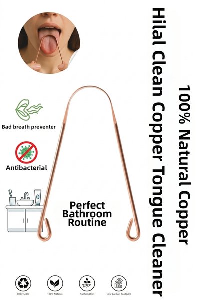 SOLEZON 100% Pure Copper Tongue Scraper Cleaner Stainless Oral Care Device Ay...