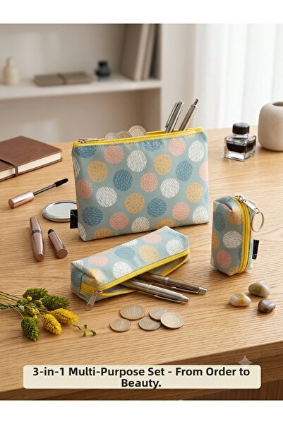 Adalinhome Multi-Purpose 3-Piece Travel and Stationery Set (Bag, Pen Holder &...