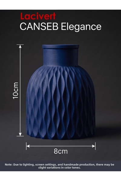 CANSEB Elegance Premium - Navy Blue - Wavy Decorative Vase - 10X8Cm - Hand-Pa...