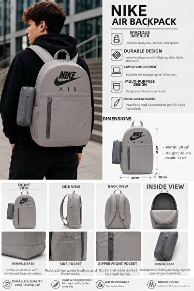Nike Air Backpack and School Bag with Pencil Case 30X46X13 cm Daily School Sp...
