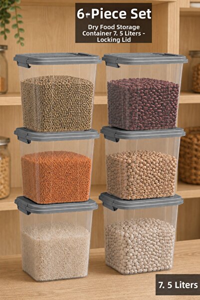 Meleni Home 6-Piece Food Container Set - Flour and Legume Storage with Lockin...