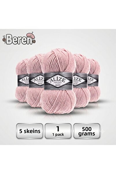 Alize Süperlana Maxi - 161 Pudra - 5-Pack - 100Gr/100M - Hand Knitting Yarn -...