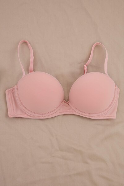 Trendyol Collection Pink Single Micro Wired Flat Push up Balconette Bra Thmaw...