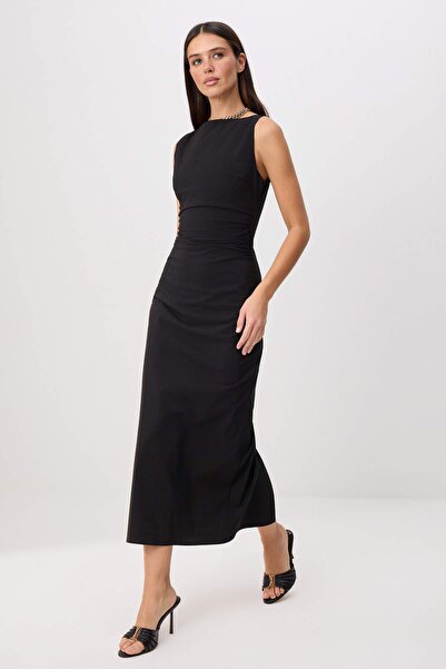 Trendyol Kollektion Schwarzes Maxi-Webkleid TWOSS26EL00948