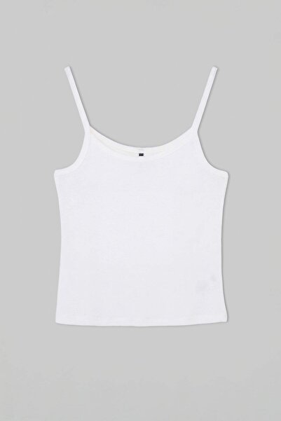 Trendyol Curve Ecru Tricou mulat cu decolteu tip piscină, fără mâneci, din bu...