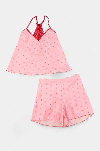 Trendyol Collection Pink Printed Satin Woven Pajamas Set Thmss26Pt00263