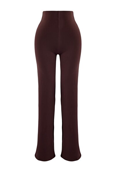 Trendyol Collection Brown Flat Diver/Scuba Sportswear Sweatpants Thmss26Ea00010