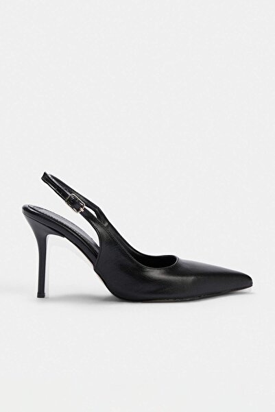 TRENDYOL SHOES Black Premium Metallic 9 cm Women's Classic Heeled Shoes Takss...