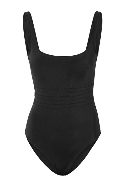 Trendyol Collection Black Square Collar Covered Regular Swimsuit Tbess26Ma00104