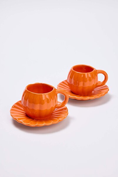 TRENDYOLMİLLA HOME 2-Piece Pumpkin Shaped Coffee Cup Set 90Cc Tphaw27Kfc00002