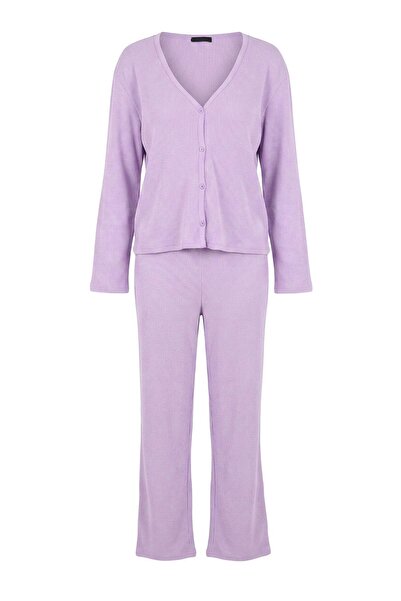 Trendyol Collection Lilac Plain Camisole Knitted Pajama Set Thmaw25Pt00074