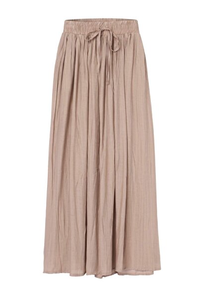Drop by TrendyolMilla تنورة طويلة بيج بخصر مطاطي قابل للتعديل TDRSS26ET00085
