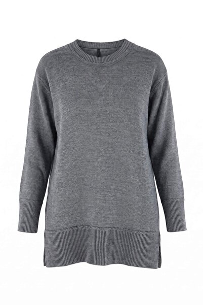Trendyol Modest Anthrazitfarbener Strickpullover mit detailliertem Haarstrick...