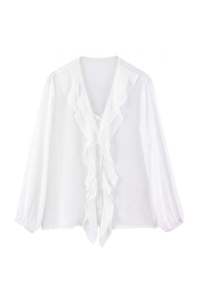 Trendyol Curve Ecru Chiffon Woven Plus Size Blouse