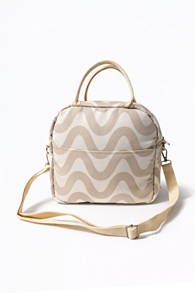 Ecrou Θερμομονωτική τσάντα φαγητού και μεσημεριανού γεύματος με μοτίβο κυμάτω...