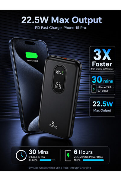 Zoom Plus بنك طاقة ZP888 اقتصادي بسعة 10000 مللي أمبير في الساعة مع شحن سريع ...