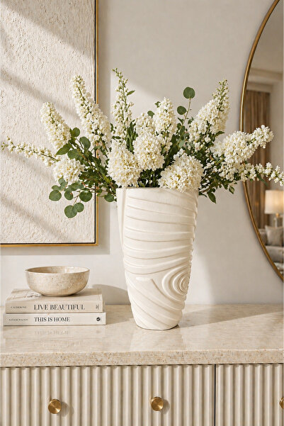 ANGDESİGN Βάζο Helen - ΜΕΓΑΛΗ ΚΡΕΜΑΣΤΗ ΚΡΕΜΑ •• Μοντέρνο Διακοσμητικό Κεραμικ...