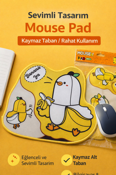 Fixida Sevimli Muz Desenli Mouse Pad Kaymaz Tabanlı Ergonomik Mouse Altlığı