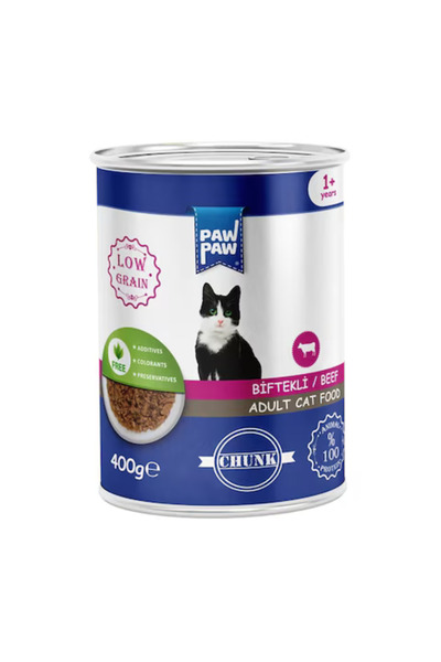 PawPaw Υγρή τροφή για ενήλικες γάτες με μοσχάρι σε σάλτσα 400 g – έντονη γεύσ...