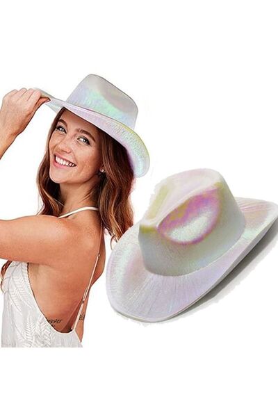 partidolu Λευκό ρετρό καουμπόικο καπέλο ολογραφικό ολόγραμμα