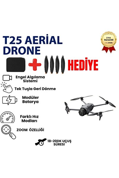hızlı store Aerial T25 HD Kameralı, Fırçasız Motorlu, Katlanabilir Drone