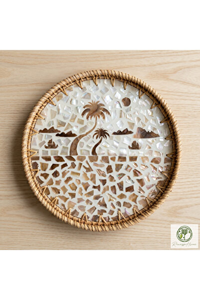 Renesse Home Arus Handmade Rattan Tray 35 cm – Natural Wicker Presentation Tr...