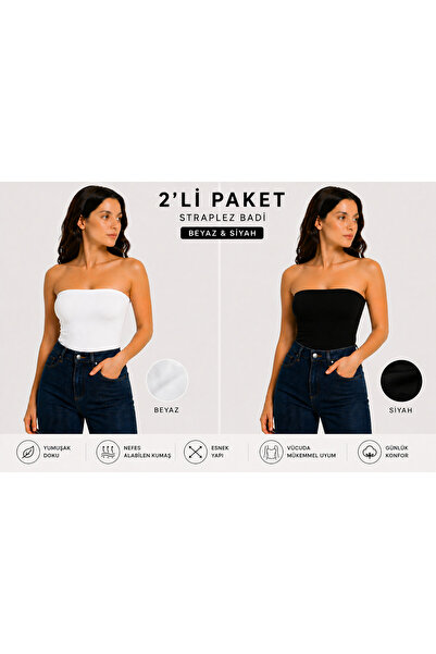 ingegno model de corp fără bretele din viscoză badi pachet de 2 alb și negru ...